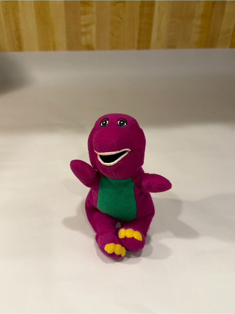 Vintage  Dinosaur Barney  Hand Puppet with Green Belly small